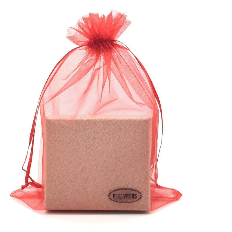 SUNGULF 100pcs Organza Pouch Bag Drawstring 6"x9" 16x22cm Strong Gift Candy Bag Jewelry Party Wedding Favor (Red) - Image 1